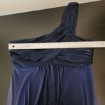 David's Bridal Navy One-Shoulder Floor-Length Formal Dress Size 12 Photo 6