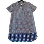 J.crew medallion printed collared shirt dressāsize 8petite Blue Photo 1
