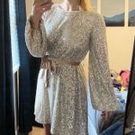 Vylette Sparkle Dress Silver Size L Photo 1