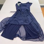 Ralph Lauren NWT  Navy Blue Buckle Belt Sleeveless Jersey‎ Chiffon Dress Size 12 Photo 5