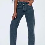 Princess Polly Asymmetric Straight Leg Jeans Black Photo 2