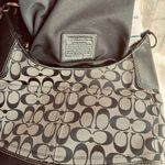 Coach  Purse Gray Black Leather Canvas Shoulder Bag Photo 3