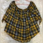 J for Justify Plus Size Plaid Off The Shoulder Blouse! Photo 0