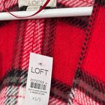 Loft Red Plaid Fringe Shawl Size XS/S NWT Photo 3