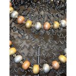 Very Rare Vintage Silver Copper & Brass Native Pearls Single Strand Necklace Gold Photo 10