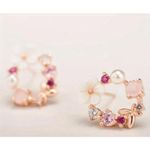 None 3 for $25 Women's Pink Flower Earrings Photo 6