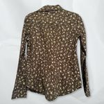 Decree Collared Long Sleeve Floral Design Button-Up Polo Shirt Brown Women's L Photo 1