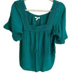 Maurice's Flowy Green Crochet Neckline Top Size Small NWT Photo 1
