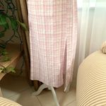 ZARA  Textured Plaid Midi Dress with Side Slit in Pink / White Photo 8