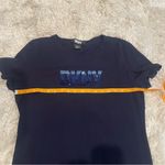 DKNY  Cotton Navy Blue Ruffle Bottom Dress With Sequin Logo Size L Photo 5