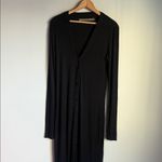 ENZA COSTA Silk Rib Knit Cardigan Midi Dress Medium Black Photo 2