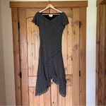 Adrianna Papell Vintage Polkadot Silk Asymmetrical Hem Slip Midi Dress Size M Photo 3