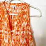 Joie  Ikat 100% Silk Orange White Sleeveless‎ V-Neck Top Size XS Photo 1