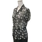 The Limited ‎ Womens Sheer Button Up Blouse Size L Short Sleeve Top Black White Photo 1