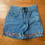 Chazzz Denim Shorts with Floral Embroidery Size 3 Blue Photo 0