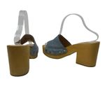 Veronica Beard Hannalee Suede Clog Sandals Heels Slide Wooden Blue Size 10 Photo 6