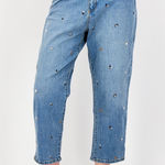 Universal Threads Women Straight Fit Floral Embroidered Vintage Straight Jeans, Blue Size 10 Photo 0