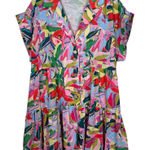 Entro  Boutique Multicolored Floral Tiered Romper Jumpsuit Button Down Large L Photo 0