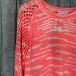 525 America  Pink Pink Open Knit Sleeve Wool Blend Crewneck Sweater Size Small Photo 2