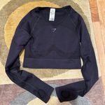Gymshark Flex Long Sleeve Crop Top Black Back Cutout Logo Size Medium Photo 0