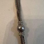 Y2K GL Paris Silver Mesh Rhinestone Bead Necklace Vintage Guy Laroche Style Photo 4