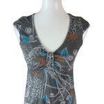 Lole  Gray Multicolor Floral V Neck Midi Dress Organic Cotton Beachwear Casual XS Photo 1