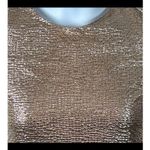 Monteau Champagne Metallic Textured Short Sleeve Top Keyhole Back Shimmer Event Photo 10