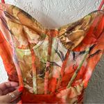 Pretty Little Thing Orange Floral Print Corset Frill Hem Bodycon Dress NWTSize 6 Photo 8