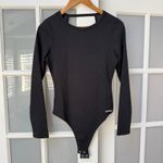 Hudson  Jeans Knot Back Crewneck Rib-Scuba Knit Bodysuit Black Medium NWT Photo 2