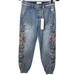Driftwood NEW  "Summer Vines" Jogger Jeans Floral Embroidered Boho Feminine S Photo 2