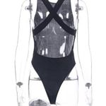 Women Back Cross Knit Bodycon O-Neck Top Photo 3