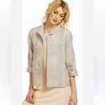 Eileen Fisher  | Silver Metalic Funnel Neck Jacket Petite Medium Photo 4