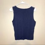 Ralph Lauren Lauren  lace trim V neck blue tank top women’s size medium Photo 2