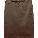 Ralph Lauren Lauren Premium Dark Brown Cotton Pencil Skirt Size 10 Khaki Chino Photo 0