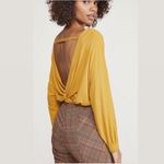 Free People Shimmy Shake Open Twist Back Top/ Sweater in Gold, Size S New w/Tag Photo 4