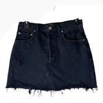 AGOLDE  Skirt Women 26‎ Black Denim Quinn High Rise A Line Mini Jean Frayed Hem Photo 2