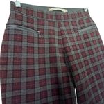 Chelsea and Violet Womens Skinny Plaid Pants Gray Maroon 6 Stretch Zip Pockets Photo 3