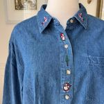 Vintage Northern Tradition Snowman Denim Chambray Button Up Shirt XL Blue Photo 0