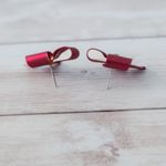 Vintage Stud Earrings Stunning Shiny Red Bow Photo 6