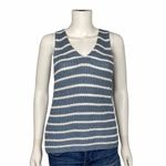 Loft Blue White Striped Sweater Tank Top V Neck Knit Sleeveless Casual Size S Photo 1