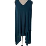 Soma *New Sleevless Tunic Top Womens XXL Teal V-Neck Shark Bite Hem Quiet Luxury Photo 2