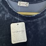 Free People  Intimately Crushed Velvet Baby Tee Size M Blue Cropped Grunge Y2K Photo 2