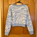 SheIn Women's Blue Medium Zebra Print Long Sleeve Sweater Photo 1
