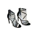 Steve Madden Meg Black Snake Pearl Ankle Strap Heels Vegan Leather 7.5 New Photo 4