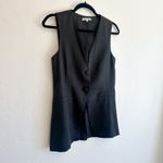 Reformation  | Casey Long Lined Cotton Blend Button Vest Top Black Size XS Photo 8