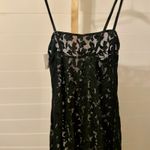 Auden black floral lace slip midi lingerie dress spaghetti straps slit Small Photo 3