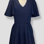 Gianni Bini  nwt Navy Pleated Romper size large V-Neck Flutter Sleeves Photo 0