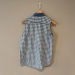 Arizona Jeans VINTAGE ARIZONA Sleeveless Collared Blue‎ Gingham Button Down Top 100% Cotton L Photo 1