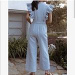 Saylor Baby Blue Pale Blue Swiss Dot Ruffle Button Jumpsuit Size Medium Photo 1