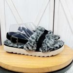 Koolaburra by Ugg ‎ Fuzz’d Out Faux Fur Sandals Black Grey 9 Cheetah Slingback Photo 1